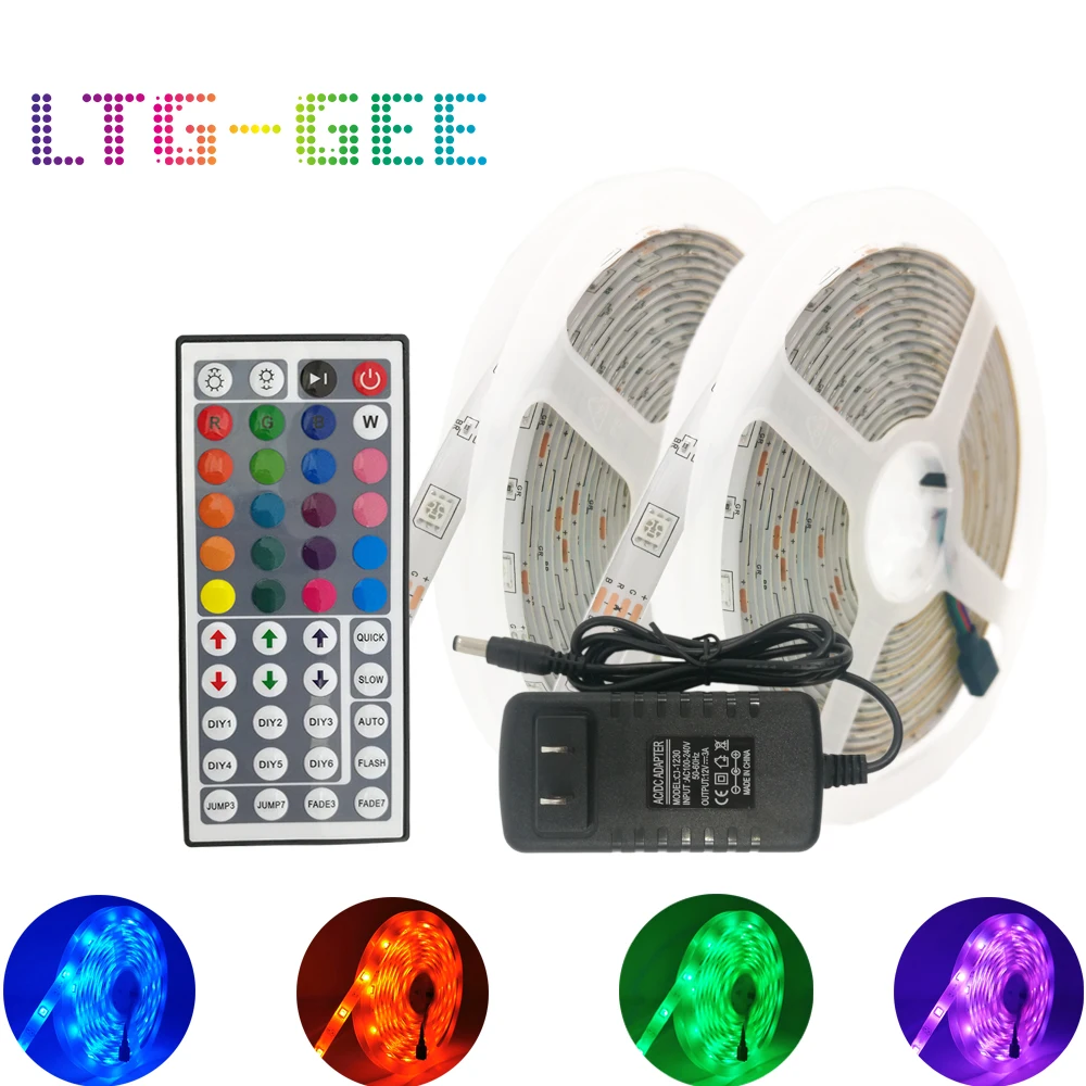 LTG GEE DC12V Светодиодная лента RGB СВЕТОДИОДНАЯ SMD 5050 гибкая полоса 5 м 10 Диод + пульт