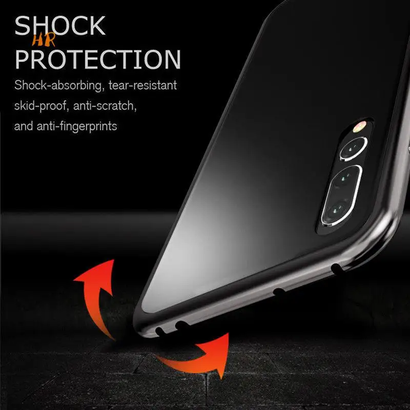 Магнитный чехол Magneto для HuaWei P20 металлический жесткий прозрачный из закаленного
