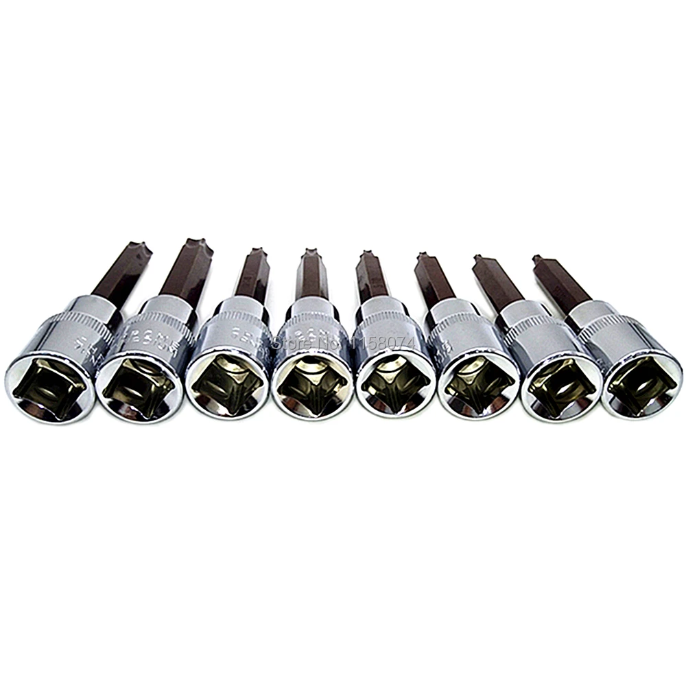 8 шт. Torx Бит Набор торцевых головок 1/2 &quotс квадратным адаптер T20 T25 T30 T40 T45 T50 T55 T60 Chrome