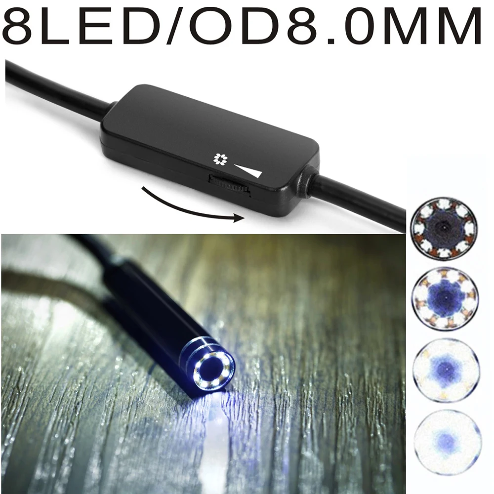 Водонепроницаемый эндоскоп HD 720P с разъемом Type C IP67 8 регулируемых