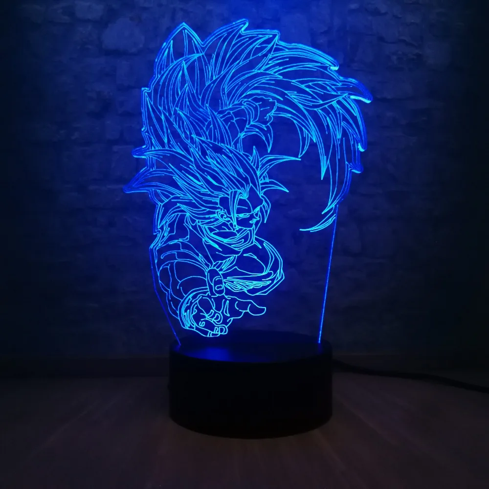 Светодиодный 3d-ночник настольная лампа Жемчуг дракона Супер Saiyan обезьяна Сон Гоку 7 цветов изменить мальчик ребенок игрушка Спальня Декор USB База переключатель