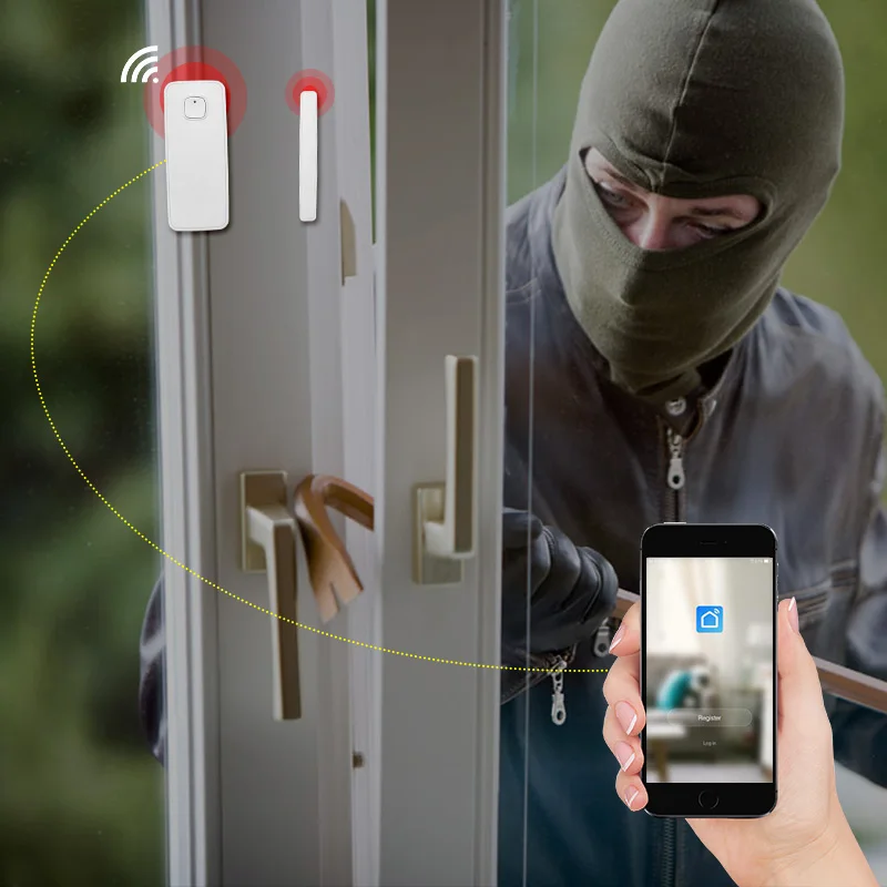 FUERS, Домашняя безопасность, беспроводной WiFi, умный, безопасность жизни, оповещение, дверной, оконный датчик сигнализации, детектор, Amazon Alexa, совместимое приложение управления