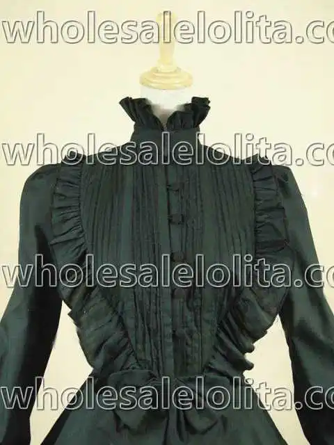 

Victorian Gothic Pleated Steampunk Black Blouse Top Shirt Theater Vampire Reenactment Clothing
