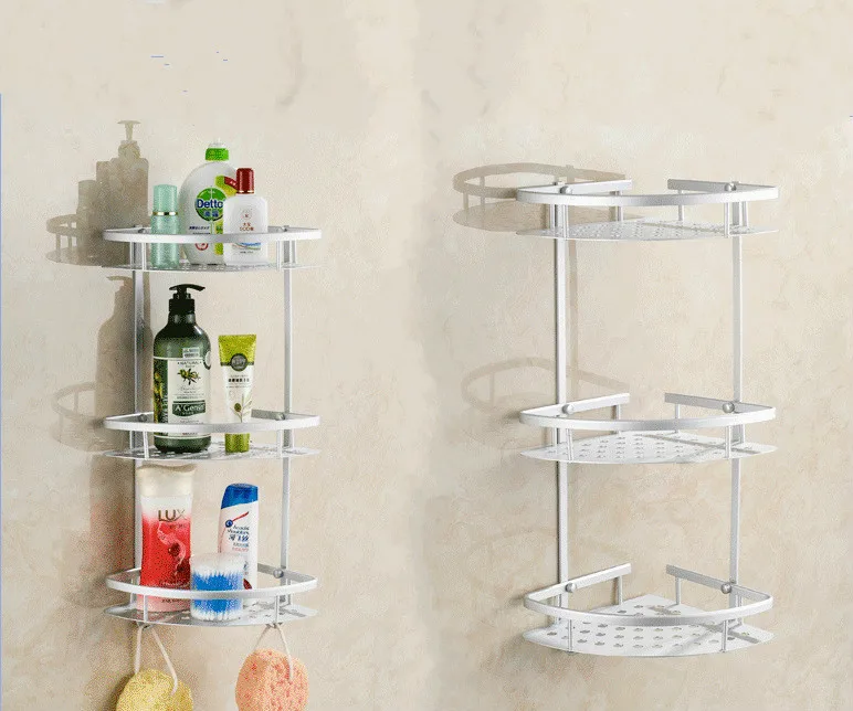 Толстая алюминиевая 3 уровневая угловая полка для ванной комнаты Настенная
