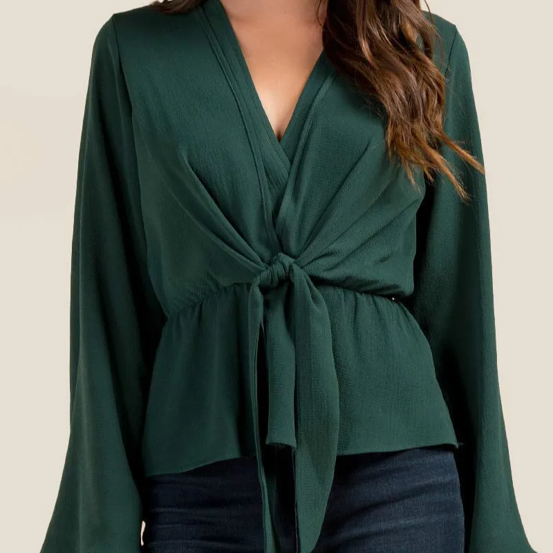 Женская шифоновая блузка с v образным вырезом и поясом Повседневная рубашка