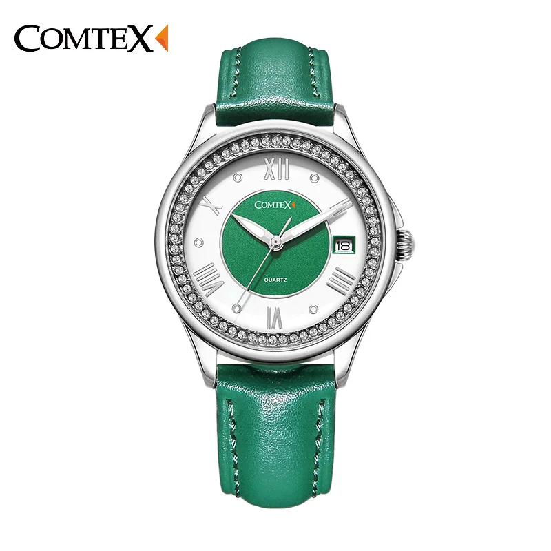 Мода COMTEX женщины леди часы девушка случайные украшения Аналоговый Дисплей
