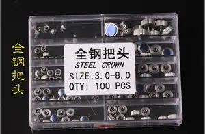 Бесплатная доставка 100 шт. стальные короны для часов разные размеры 3,0-8,0 мм для ремонта часов