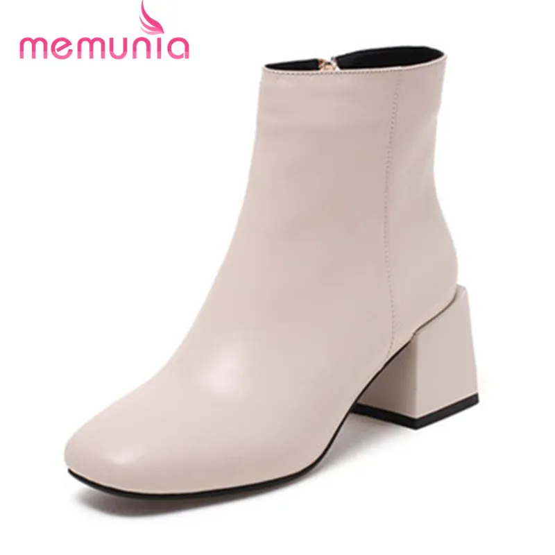 MEMUNIA/2020 г. Новые ботильоны модные ботинки из натуральной кожи на низком