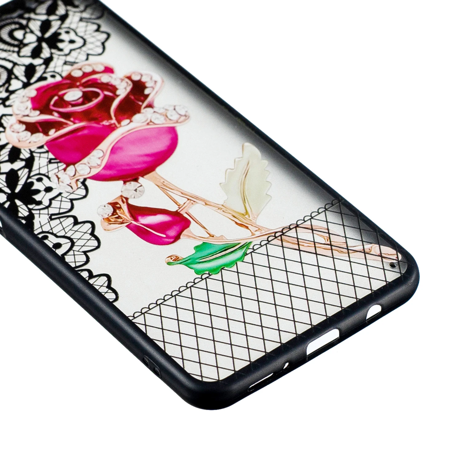 3D Relief Lace Flower Phone Case For Samsung Galaxy A7 2018 cover PC TPU A750 shell |