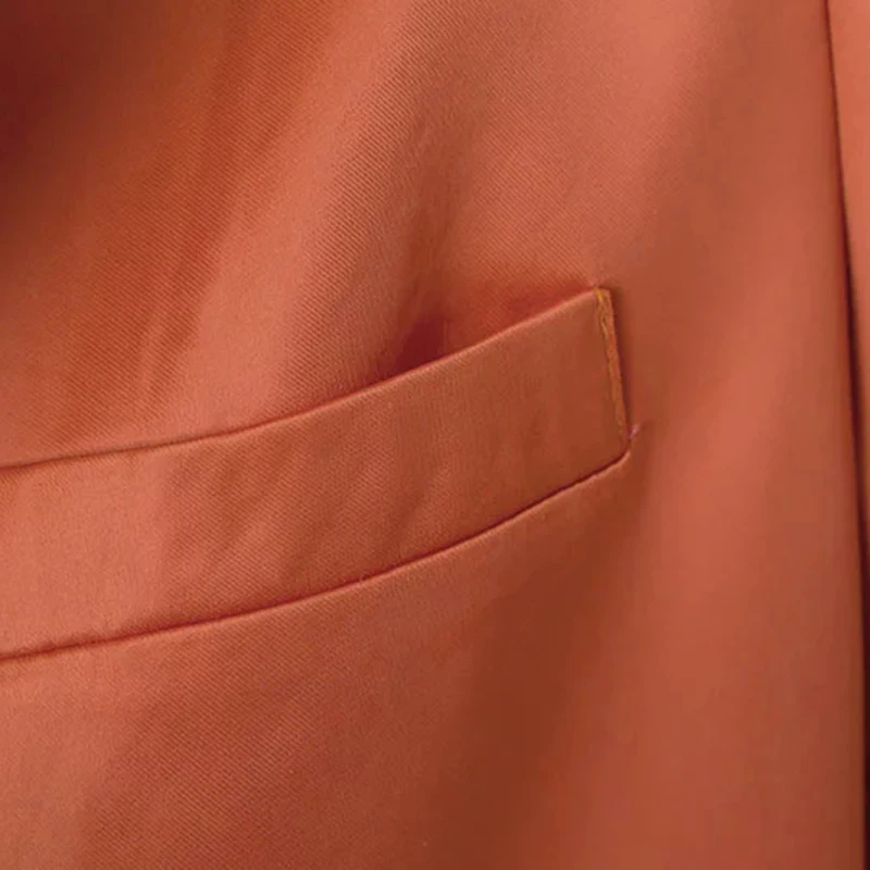 Женский Длинный блейзер с отложным воротником весенний элегантный оранжевый