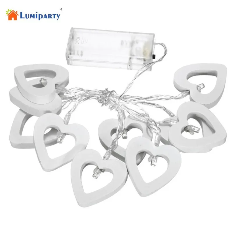 Lumiparty 3.93ft 10 светодиодов в форме сердца дерево свет шнура AA Батареи Powered теплый