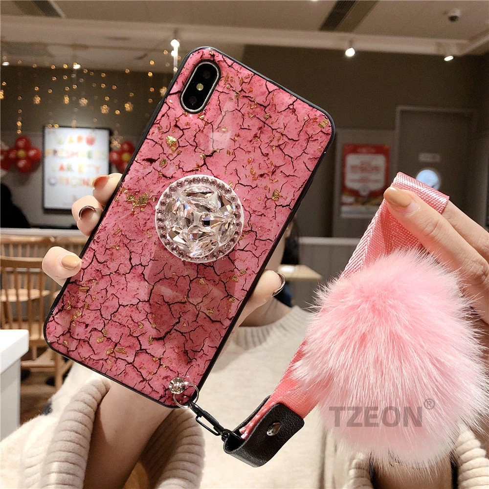Pink CC Camellia чехол для телефона IPhone XSmax XR XS X 8 8Plus 7 7Plus 6S 6Plus цветочный синий луч квадратный заклепки ретро розетка Крышка - Цвет: Pink