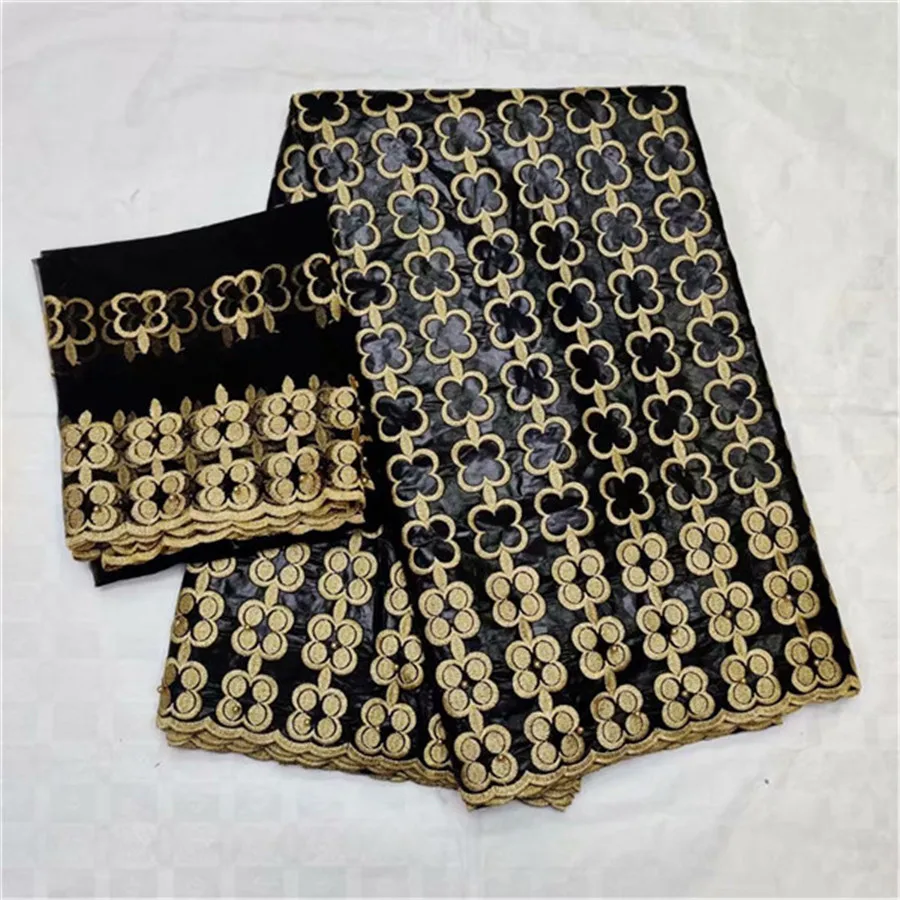 Африканская мода богатые кружевные ткани черные бусины кружево высокого