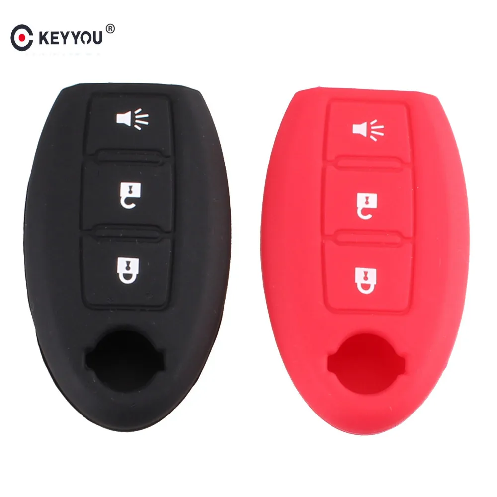 

KEYYOU 3 Button Remote Car Key Cover Case Fob Silicone Rubber Case For Nissan Qashqai Skyline Juke Alissa x-trail