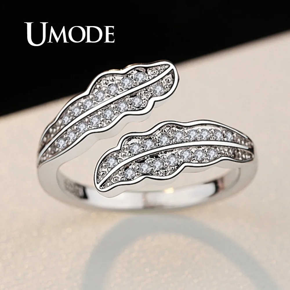 UMODE модное кольцо с Кленовым листом и цирконием для женщин ювелирные изделия из