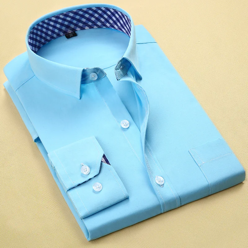 

HO 2020 spring new men's fashion business shirt Slim casual solid color shirt