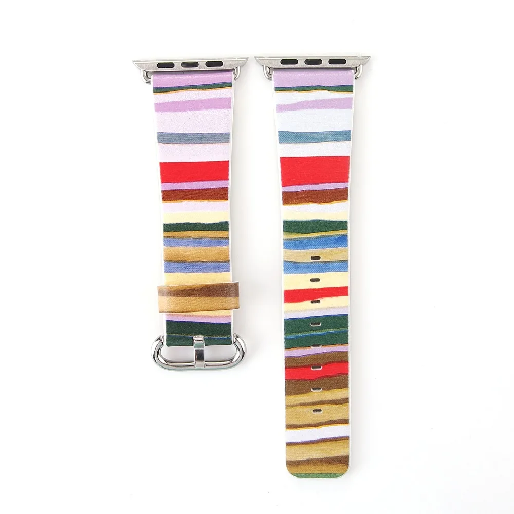 Кожаный ремешок для часов Apple Series 4 Single Tour Stripy Watch 1 2 3 iWatch 38 мм 42 мм|Ремешки часов| |