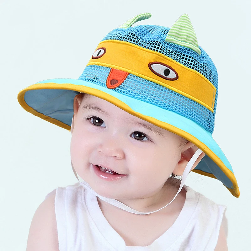 Cat Baby Sun Bucket Hat with Wide Brim Toddler Boy Girl Summer UV Protection Caps Mesh Breathable Comfortable Chinstrap Stay On | Детская
