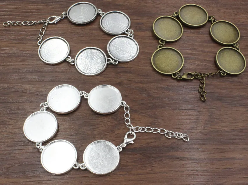 Винтажное круглое пустое основание для браслета-кабошона из цинкового сплава