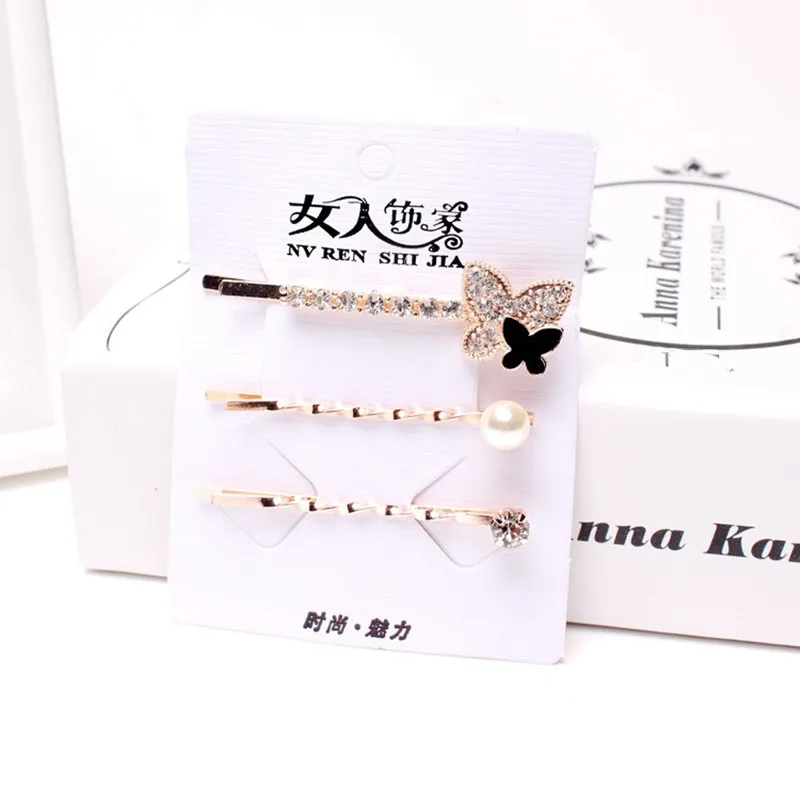 3 шт./компл. Корейская заколка для волос женщин и девочек со стразами аксессуары