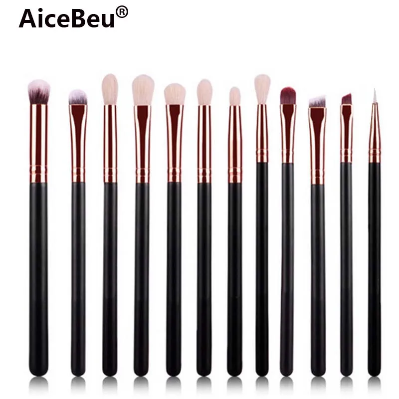 12Pcs Black AiceBeu 15 шт. розовый набор кистей для макияжа Pincel пудра для макияжа глаз Кабуки кисть Косметика Инструменты для красоты с кожаный чехол - Handle Color: 12Pcs Black