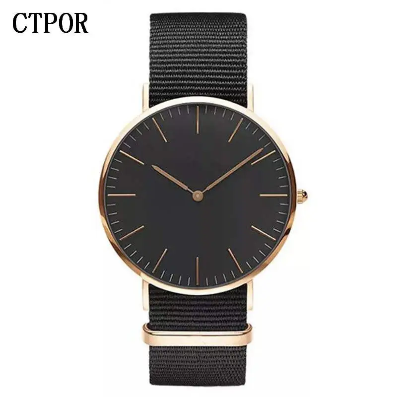 nylon 12 Ctpor мужские часы ультра-тонкие мужские часы Топ хорошего качества из нержавеющей стали черные золотые часы Мужские кварцевые часы 30 м водонепроницаемые DW - Цвет: nylon 12