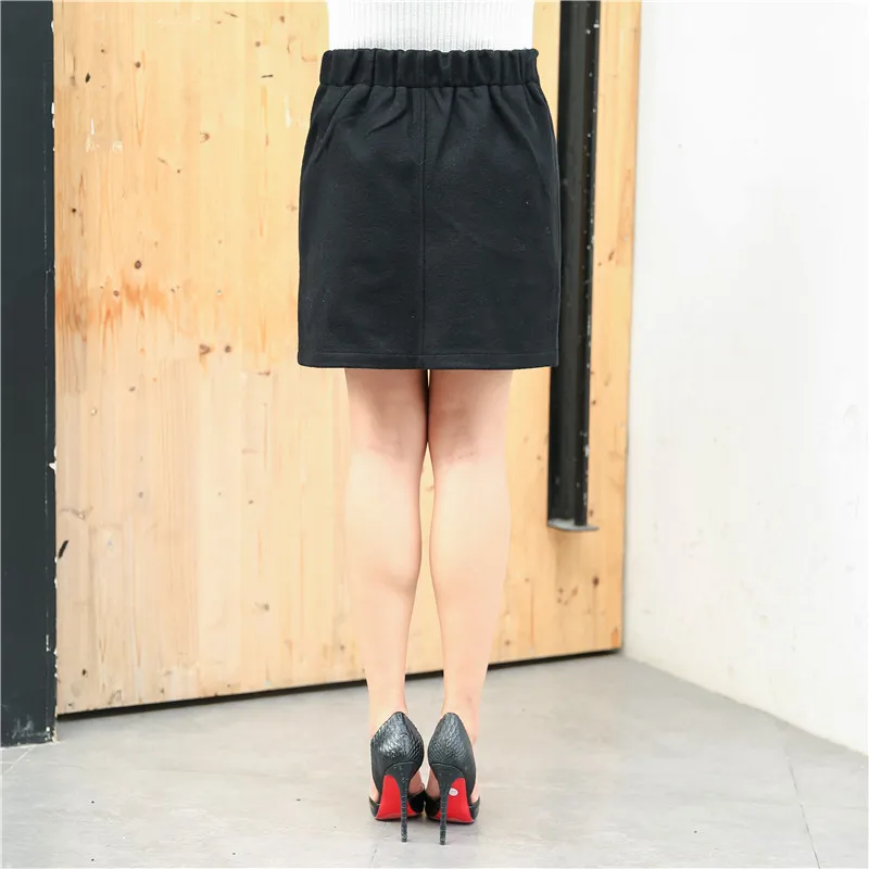 100 КГ Европейский Большой Размер Юбки женская Осень Зима Теплая Шерсть