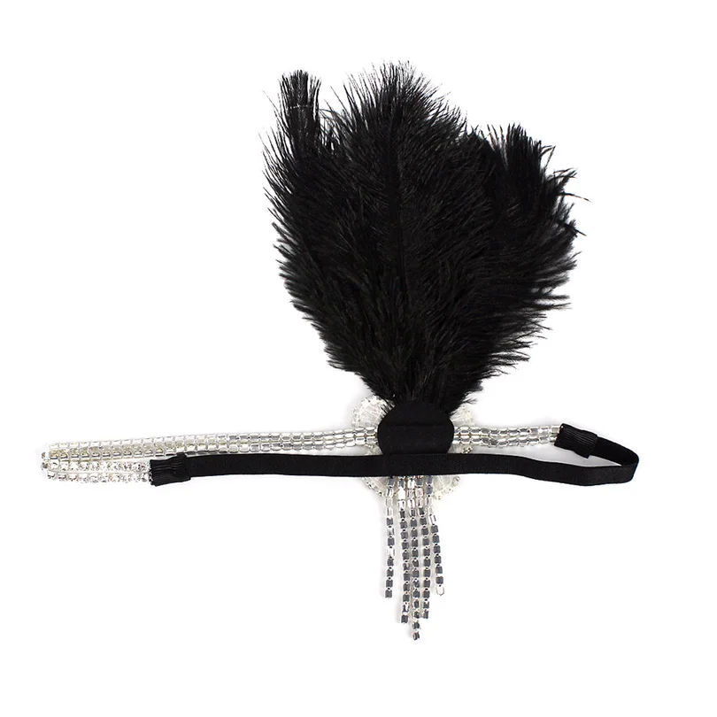 Большой Гэтсби Хлопушки оголовье Элегантный Кристалл Стразы Цветок кисточки 1920s