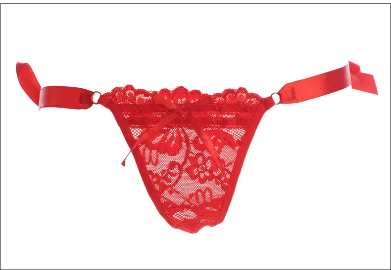 Red Sexy Bandage Women's Panties Lace Erotic Panties For Women Low-Rise Women's Sexy Thong Ladies Lace Underwear G String Briefs 15 - Цвет: Red