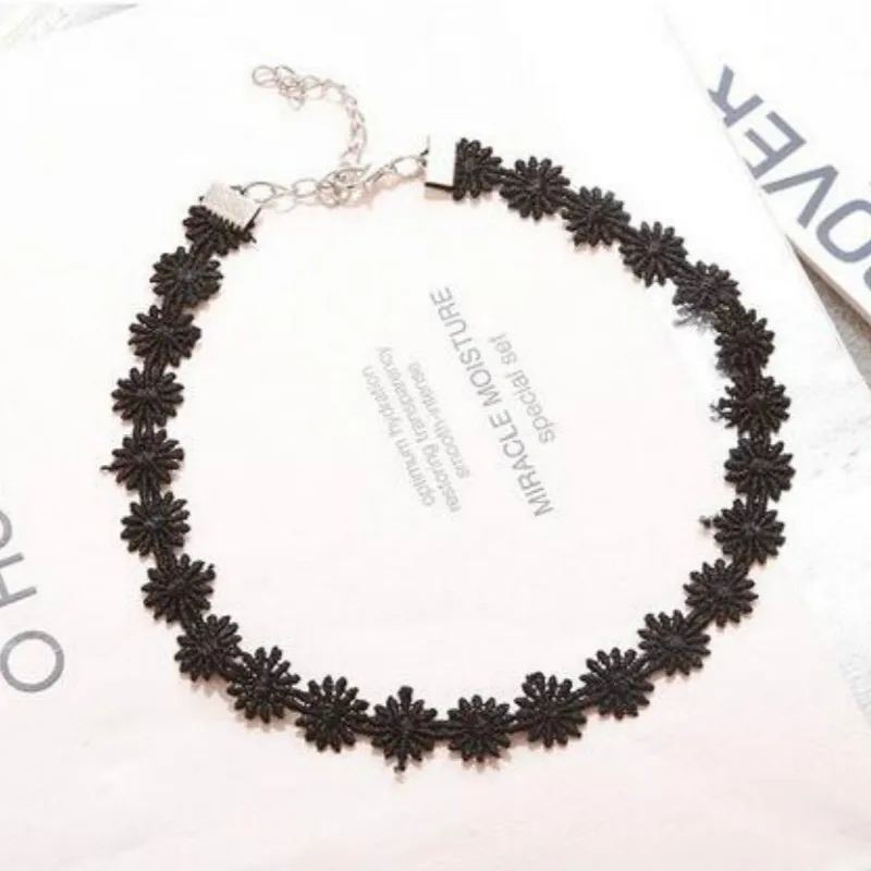 Чёрный бархатный в стиле панк ожерелье чокер женский кружевной воротник Чокеры