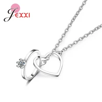 fashion heart anel shape necklace for women pretty birthday anniversary gift 925 sterling silver jewelry pave shiny crysta