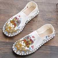 basic chinese style slip on summer flax flat women casual shoes women sneakers large size 44 embroider womens loafers shoes