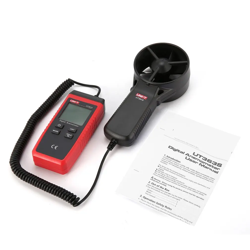 UNI-T UT363S цифровой анемометр, термометр, измеритель скорости ветра и воздуха, измеритель температуры, тестер температуры, портативный Сплит-Тип