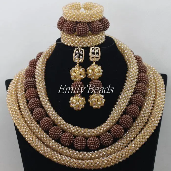 Лидер продаж 2015 африканские золотые бусины цвета шампанского ювелирные наборы