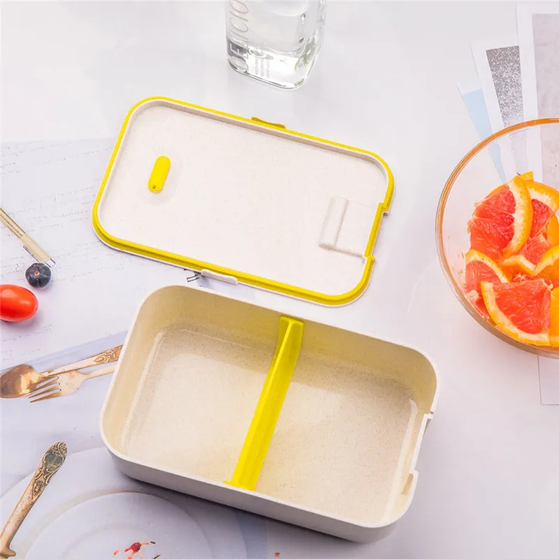 Wheat Straw Heathy Lunch Box Large Portable Compartmentalized Bento | Дом и сад