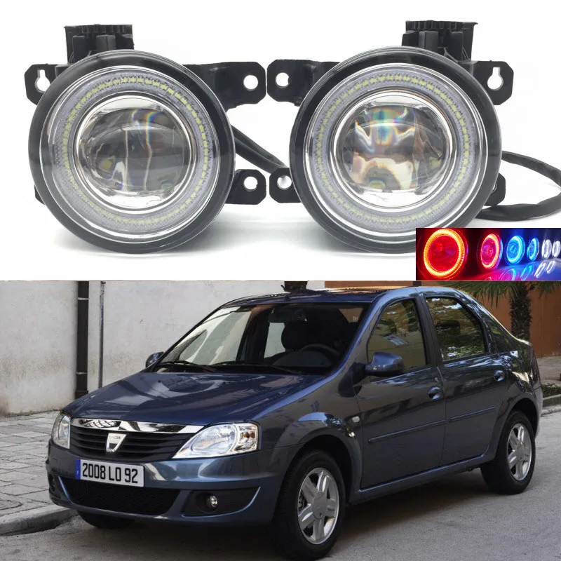 Для Dacia Logan я 1 2004-2012 2-в-1 светодиодный 3 цвета Ангельские глазки DRL Габаритные огни Cut-Line объектив противотуманные фары автомобиля для укладки волос
