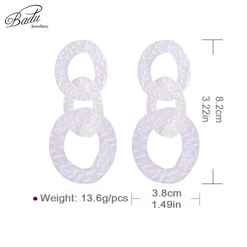 

Badu Exaggerated Big Metal Earring Golden Round Metallic Punk Vintage Women Earrings Fashion Jewelry Christmas Wholesale