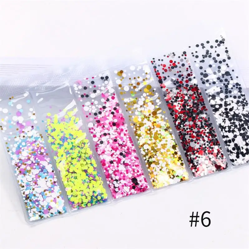 6 Patterns/Bag Holographic Glitter Shining Nail Sequins Mixed Size Crystal Clear AB Non Hotfix Flatback Rhinestones For Nail