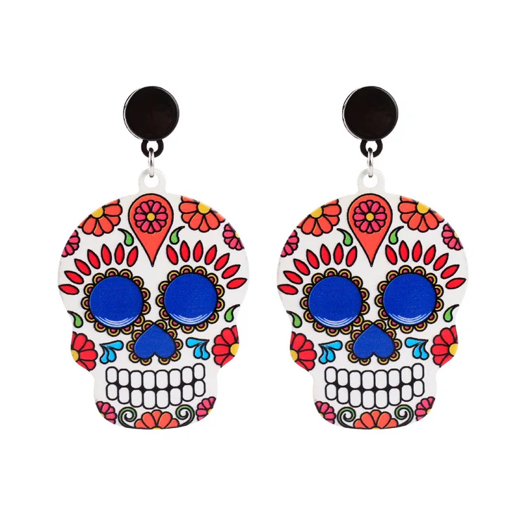 Женские акриловые серьги с черепом 4 вида|cross earrings for women|mexican earringscross |