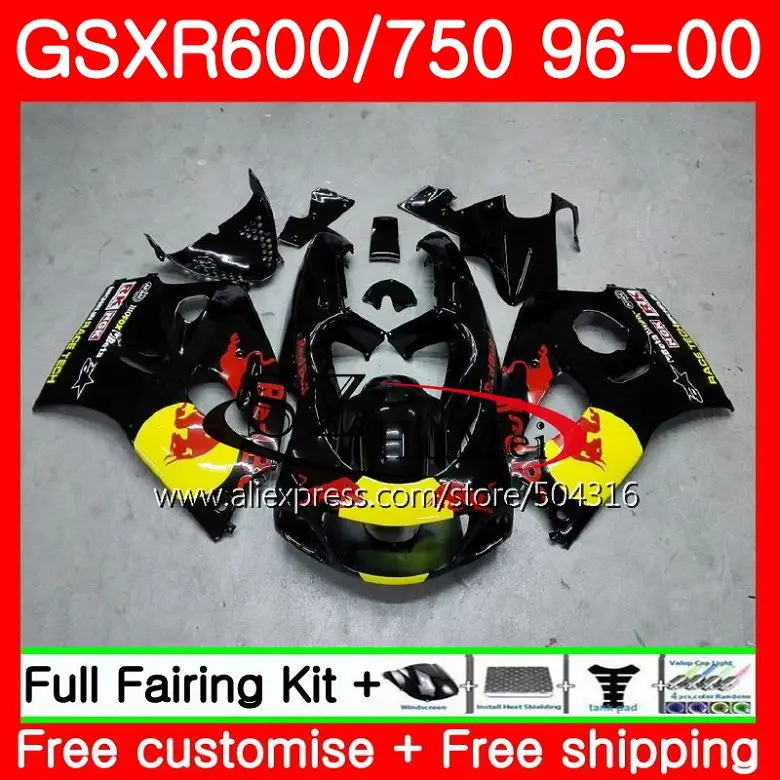 Глянцевый черный корпус для SUZUKI GSX R600 GSXR 600 750 SRAD 27SH11 GSXR750 96 97 98 99 00 GSXR600 1996 1997 1998 1999 2000