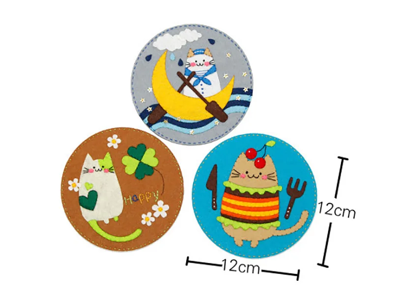 3 шт./лот сделай сам войлочная подставка в виде милого кота для шитья чашек