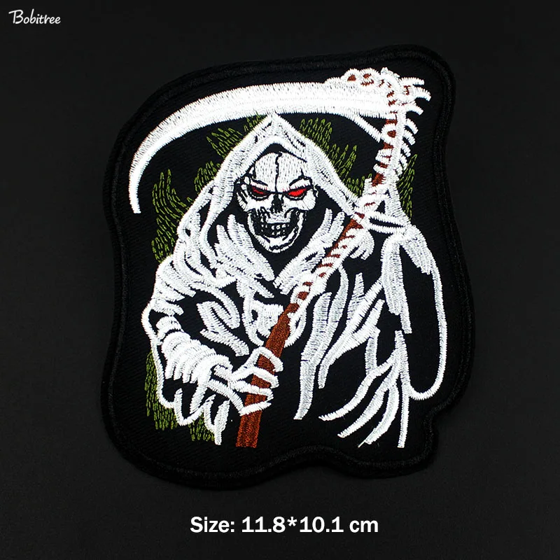 Панк Череп смерти ткань патч железо на вышитые значки аппликации для куртки
