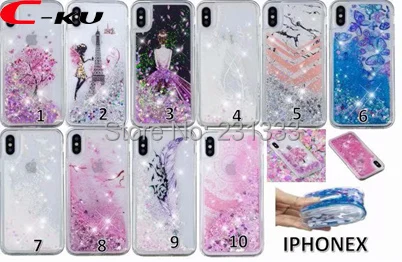 Мягкий блестящий чехол C ku из ТПУ с жидким зыбучим песком для Iphone X 8 7 PLUS 6 6S 5 SE