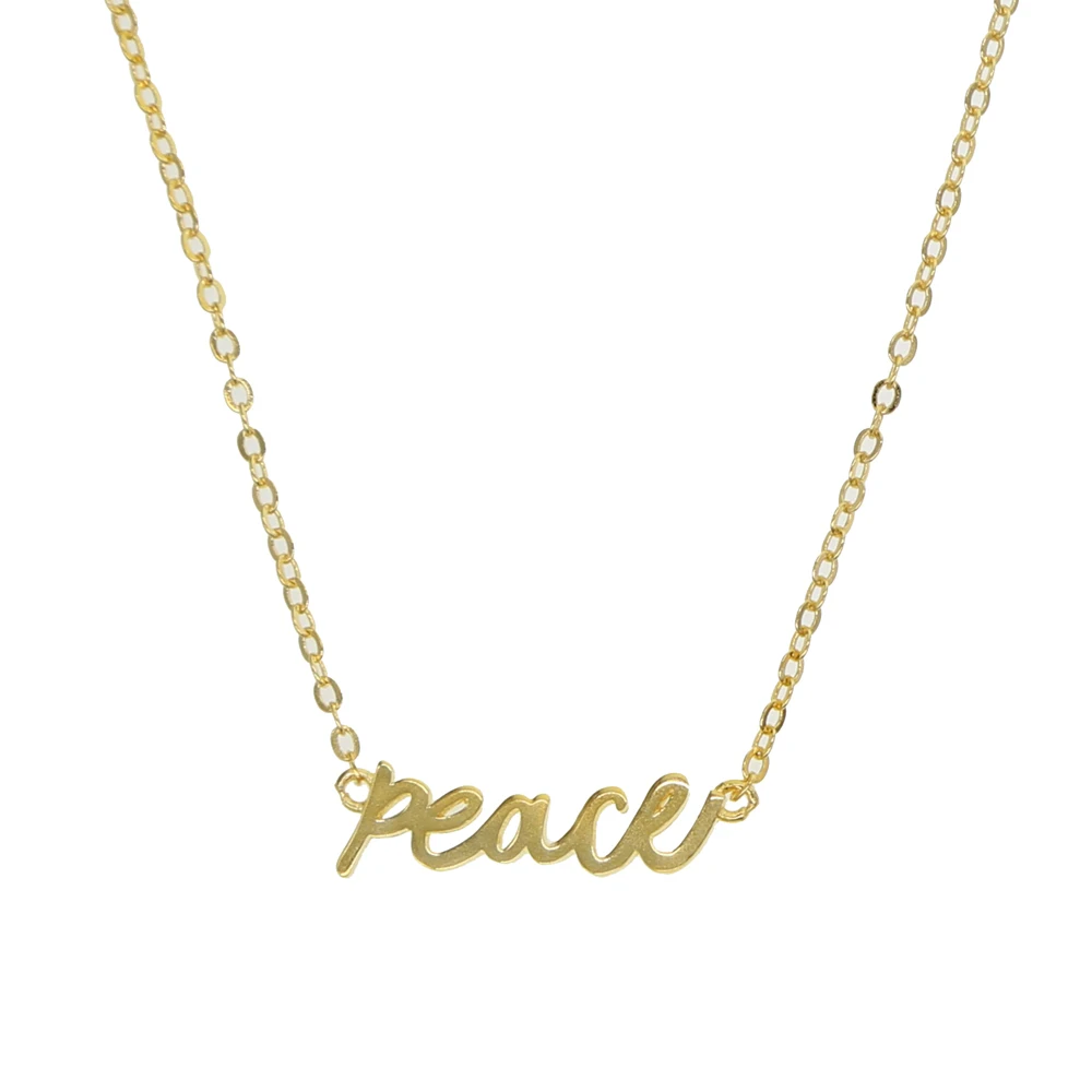 peace Индивидуальное модное золотое ожерелье с именем, персонализированное Золотое колье с надписью, кулон с именной табличкой, подарок - Окраска металла: peace