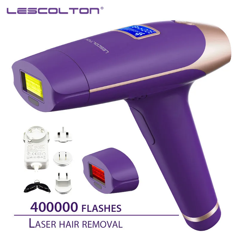 Lescolton 3in1 T009X IPL лазерная эпиляция удаления волос машина с ЖК дисплей для Boay бикини лицо область подмышек - Цвет: Two lamp purple