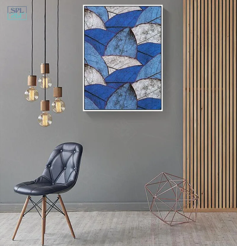 SPLSPL синие листья Ретро абстрактная Настенная картина зеленый Растительный холст