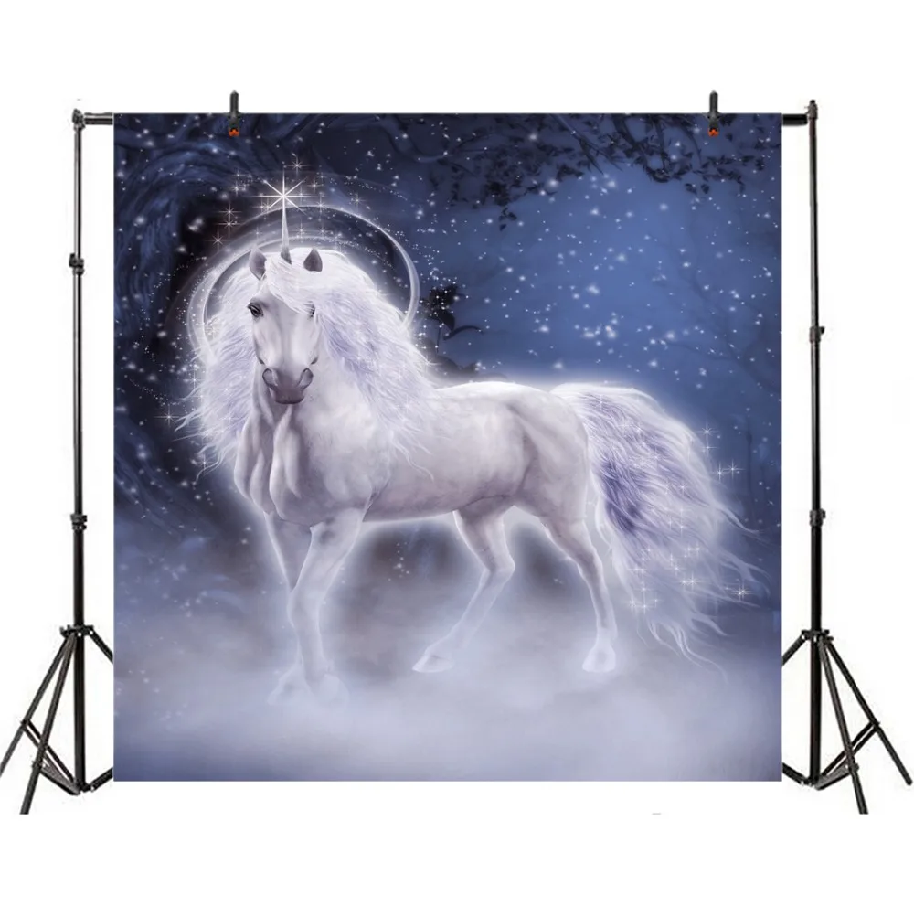 Laeacco Dreamy Unicorn Party Stars Light Bokeh Baby Photography Backgrounds Customized Photographic Backdrops For Photo Studio |