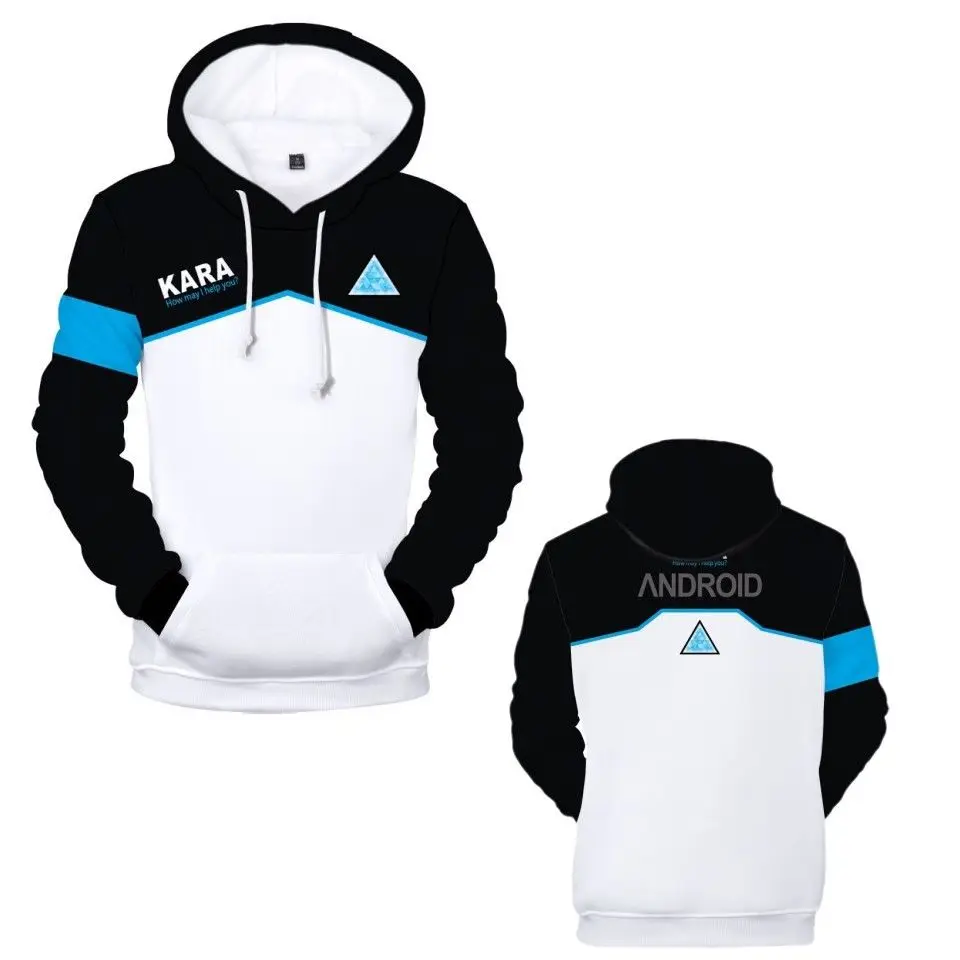 2018 из популярной игры Detroit стать человека 3D печати свитер с капюшоном Кара форма