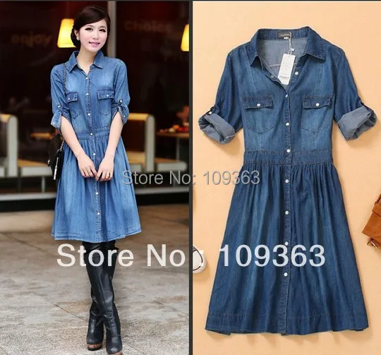 Большие размеры новое модное женское Синее джинсовое платье тонкие женские