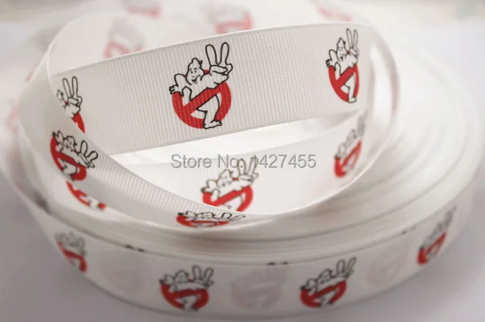 Оптовая продажа 50 ярдов/партия 7/8 "Белый Ghostbusters печатная корсажная лента для